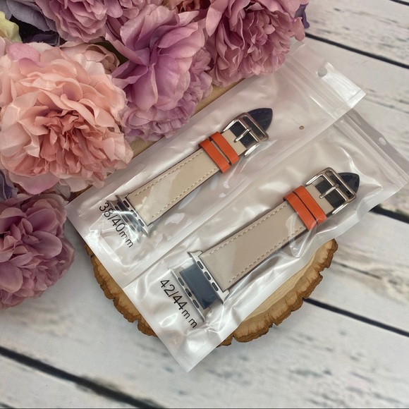 Two Tone Navy & Cream Leather Watchband for Apple - Picture 11 of 11